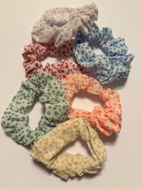 Set of 6 Polka Dot Boho Cottagecore Hair Scrunchies
